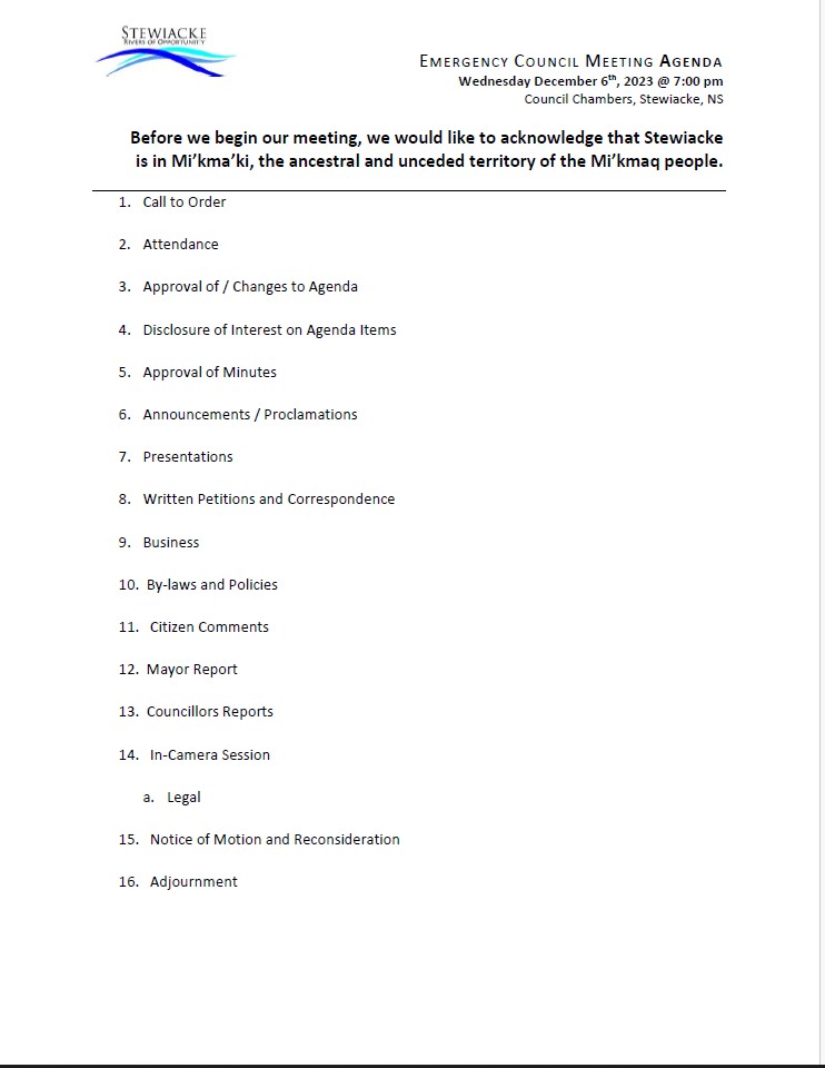 2023 12 06 Emergency Council Meeting